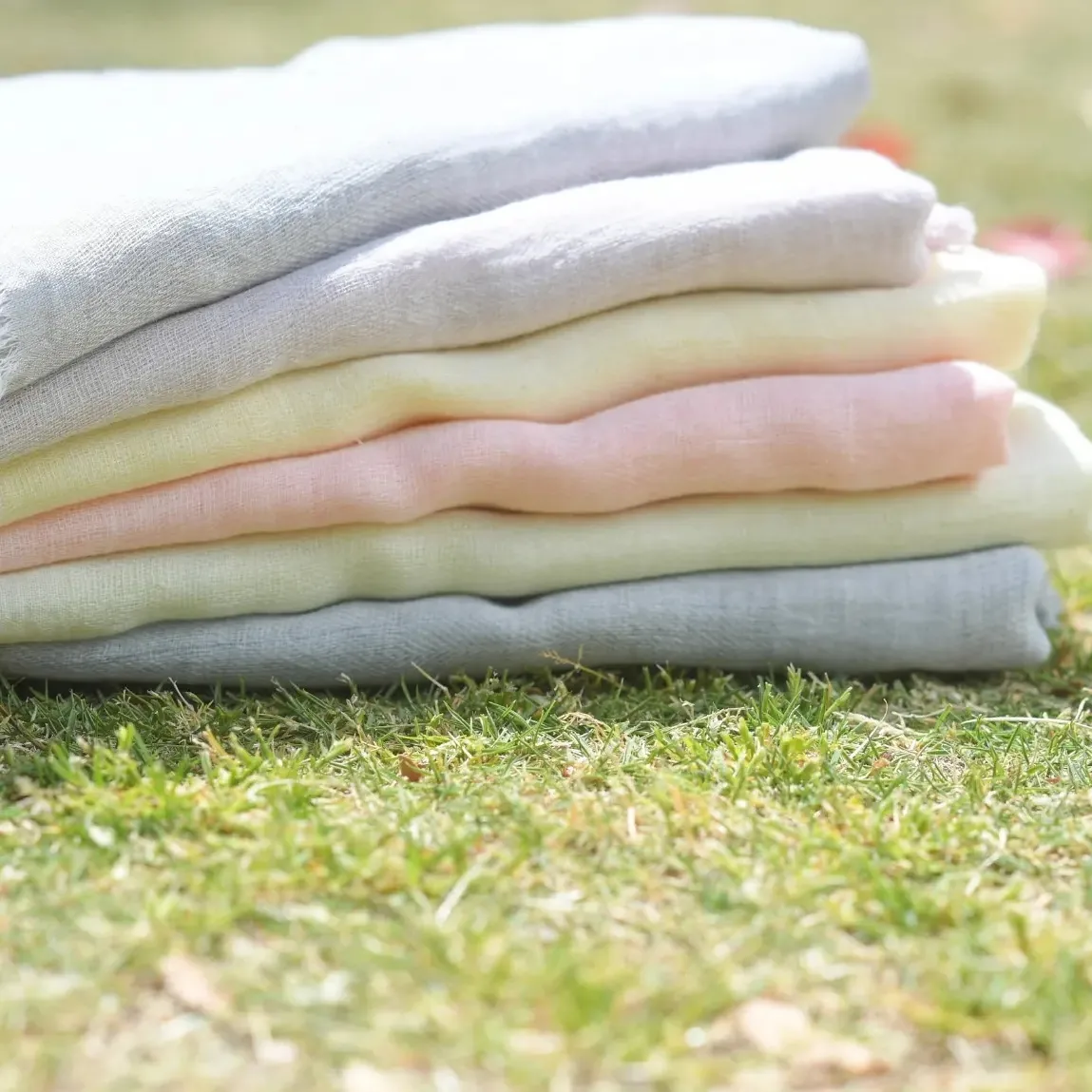 草木染め播州織ストールセット（ライトラベンダー&ブルーグレー）